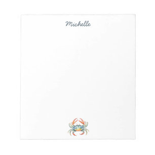 Personalisierte Aquarell-Krabbe Sommerstrand    Notizblock