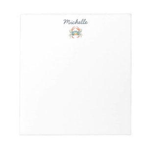 Personalisierte Aquarell-Krabbe Sommerstrand    Notizblock