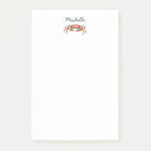 Personalisierte Aquarell-Krabbe Sommerstrand Post-it Klebezettel