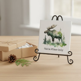 Personalisierte Aquarell-Moos-Elch-Wald Fliese