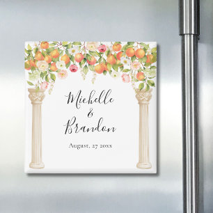 Personalisierte Aquarell Orange Elegante Hochzeit Magnet