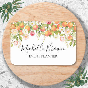 Personalisierte Aquarell-Orangen-Blumen Elegant Namensschild