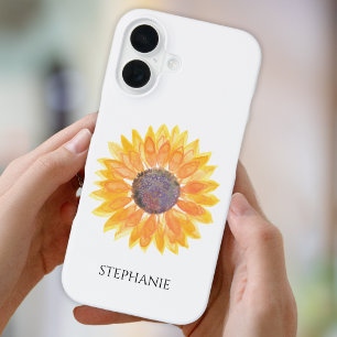 Personalisierte Aquarell-Sonnenblume iPhone 16 Hülle