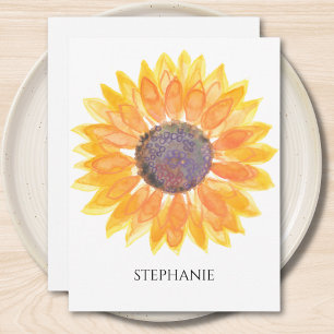 Personalisierte Aquarell-Sonnenblume Mitteilungskarte