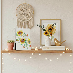 Personalisierte Aquarell-Sonnenblumen    Fotoplatte