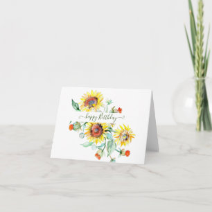 Personalisierte Aquarell-Sonnenblumen    Karte