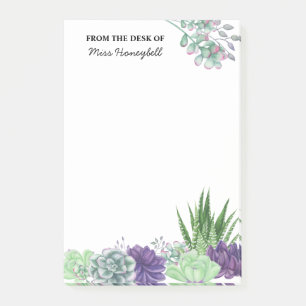 Personalisierte Aquarell-Sukkulentenpflanze Post-it Klebezettel