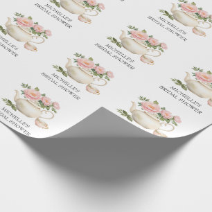 Personalisierte Aquarell-Teeparty-Brautjunggeselli Geschenkpapier