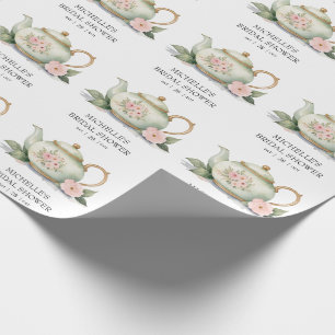 Personalisierte Aquarell-Teeparty-Hochzeitsdusche Geschenkpapier