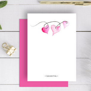 Personalisierte Aquarell Valentinstag Briefpapier Mitteilungskarte