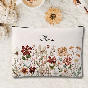 Personalisierte Aquarell-Vintage-Wildblumen-Blumen Zubehörtasche