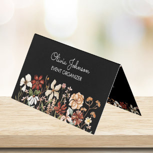 Personalisierte Aquarell-Vintage-Wildblumen-Faltun Visitenkarten