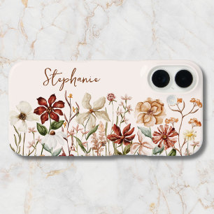 Personalisierte Aquarell-Vintage-Wildblumenwiese iPhone 16 Hülle