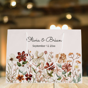 Personalisierte Aquarell-Vintage-Wildblumenwiese Große Geschenktüte