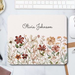 Personalisierte Aquarell-Vintage-Wildblumenwiese Mousepad