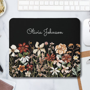 Personalisierte Aquarell-Vintage-Wildblumenwiese Mousepad