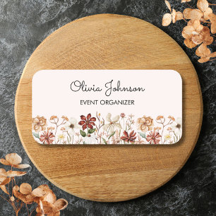 Personalisierte Aquarell-Vintage-Wildblumenwiese Namensschild