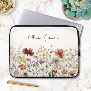 Personalisierte Aquarell-Wildblume Hübsche Blumen Laptopschutzhülle