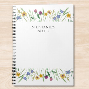 Personalisierte Aquarell-Wildblume Notizblock