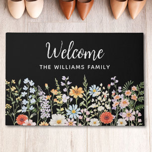 Personalisierte Aquarell-Wildblumen-Blumen Elegant Fußmatte