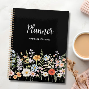 Personalisierte Aquarell-Wildblumen-Blumen Elegant Planer