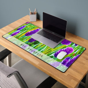 Personalisierte Aquarell-Wildblumen Schreibtischunterlage