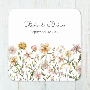 Personalisierte Aquarell-Wildblumen-Wiesen-Blumen Rechteckiger Pappuntersetzer