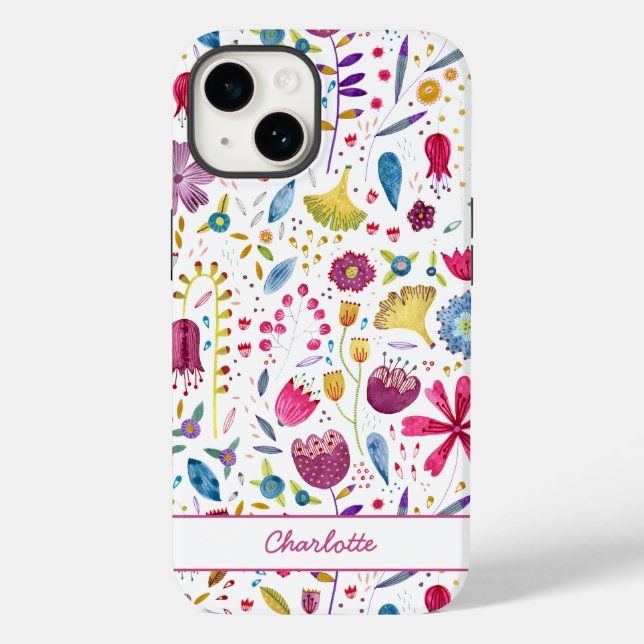 Personalisierte Aquarellblume Case-Mate iPhone Hülle (Rückseite)