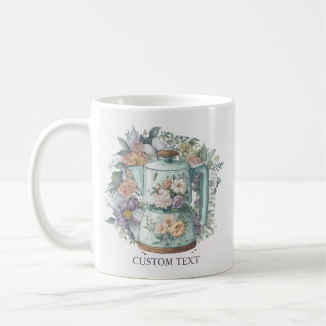 Personalisierte Aquarellblume Kaffeetasse (Links)