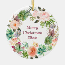 Personalisierte Aquarellblume Keramik Orna