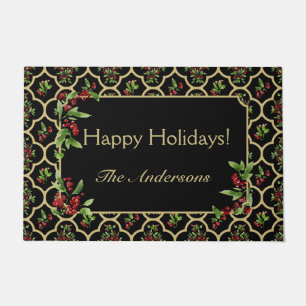 Personalisierte Aquarellblume und Goldfolie Fußmatte