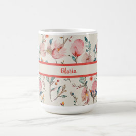 Personalisierte Aquarellblumen Kaffeetasse