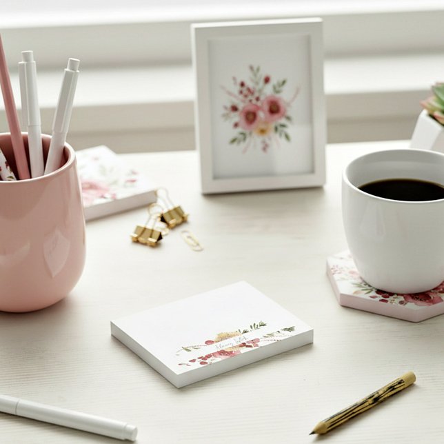 Personalisierte Aquarellblumen Post-it Klebezettel (Von Creator hochgeladen)