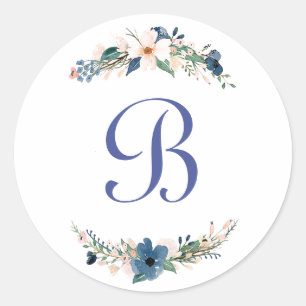 Personalisierte Aquarellblüte Runder Aufkleber