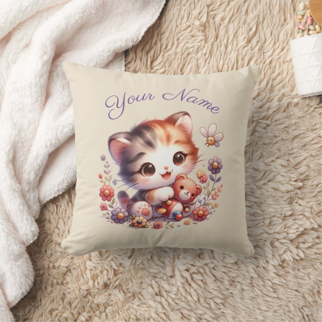 Personalisierte Aquarellfarbe - Kittname Kissen (Decke)