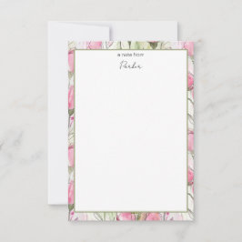 Personalisierte Aquarellfarbe Rosa Rosenknospe Dankeskarte