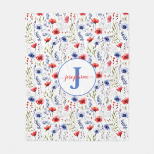 Personalisierte Aquarellfarbe Wildblume Fleece Bla