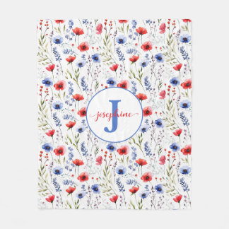 Personalisierte Aquarellfarbe Wildblume Fleece Bla