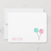 Personalisierte Aquarellfarben-Lollipops-Note-Kart