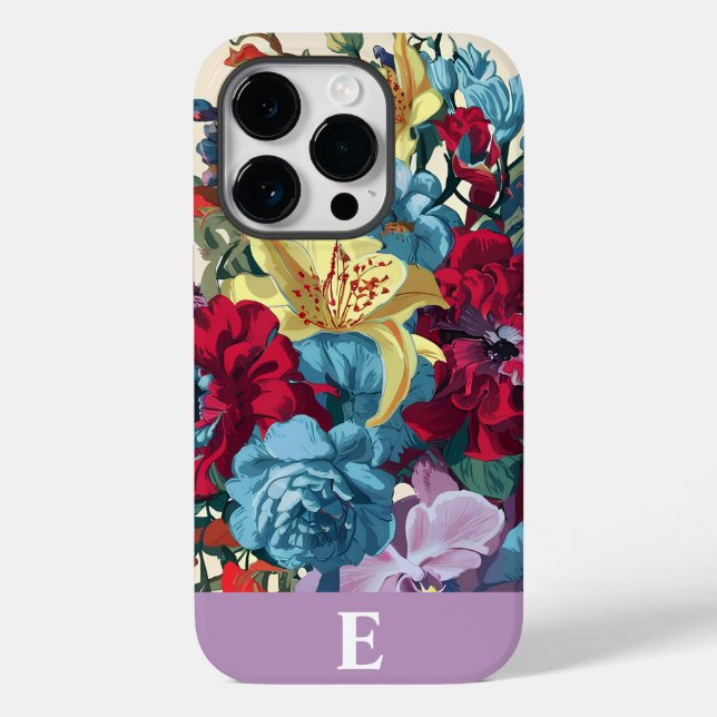 Personalisierte Aquarellfarben Monogramm Blumenzau Case-Mate iPhone Hülle (Rückseite)
