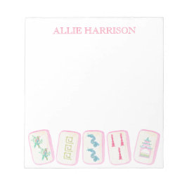 Personalisierte Aquarellfarben Pink & Green Mahjon Notizblock