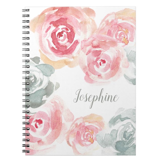 Personalisierte Aquarellfarben-Rose Blume gürten Notizblock (Vorderseite)