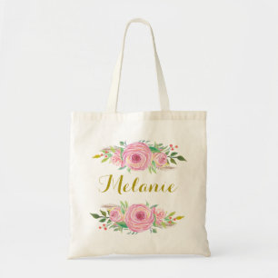 Personalisierte Aquarellfarben Rose Blumenkäse Tragetasche