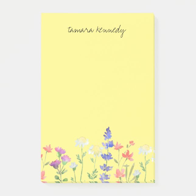 Personalisierte Aquarellfarben - Wildblumen Post-it Klebezettel (Vorderseite)