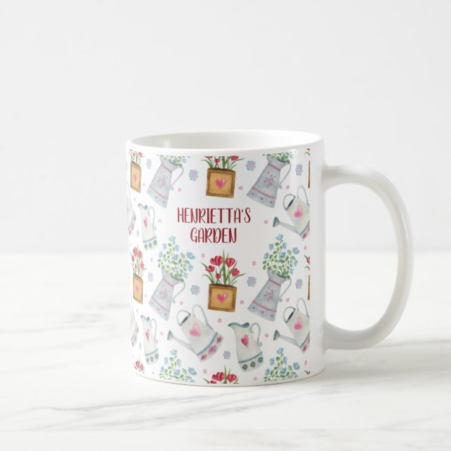 Personalisierte Aquarellgartencoffee-Tasse Kaffeetasse (Rechts)