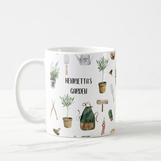 Personalisierte Aquarellgartencoffee-Tasse Kaffeetasse (Links)