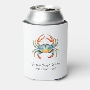 Personalisierte Aquarellkrebse Sommerstrand Wasser Dosenkühler