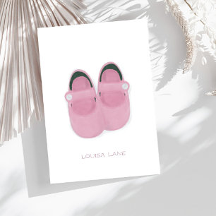 Personalisierte Aquarellpinke Kinderschuhe Dankeskarte