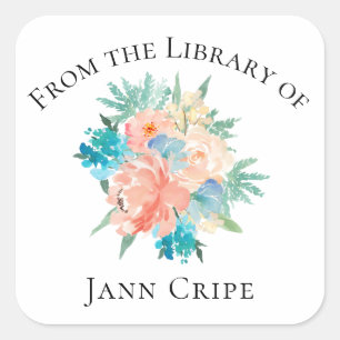 Personalisierte Aquarellplatte Quadratischer Aufkleber