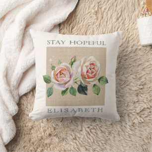 Personalisierte Aquarellrosen Motivierend Kissen